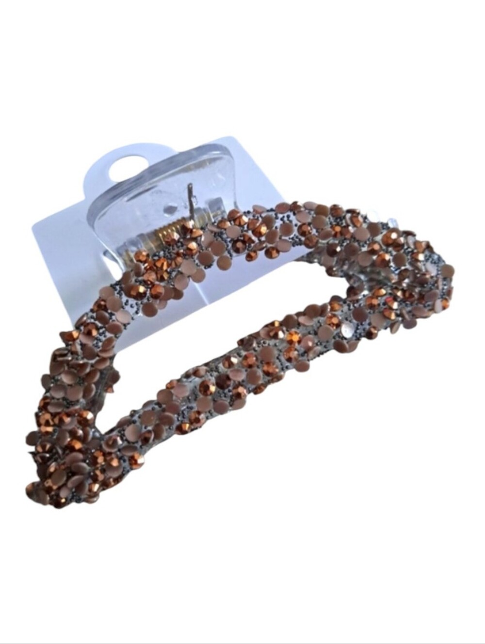 Fashion Jewelry Tan Copper Rhinestone Hair Clip New